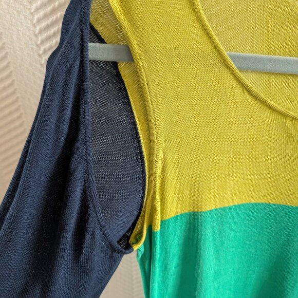 BCBGMAXAZRIA Nomia Silk Blend Color Block Cut Out Midi Dress Lightweight Knit - Picture 8 of 15